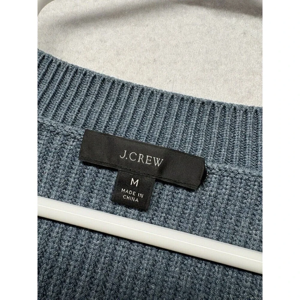 J.CREW Sweater Women Medium Ribbed Stretch Pullover Blue Heavyweight BJ580